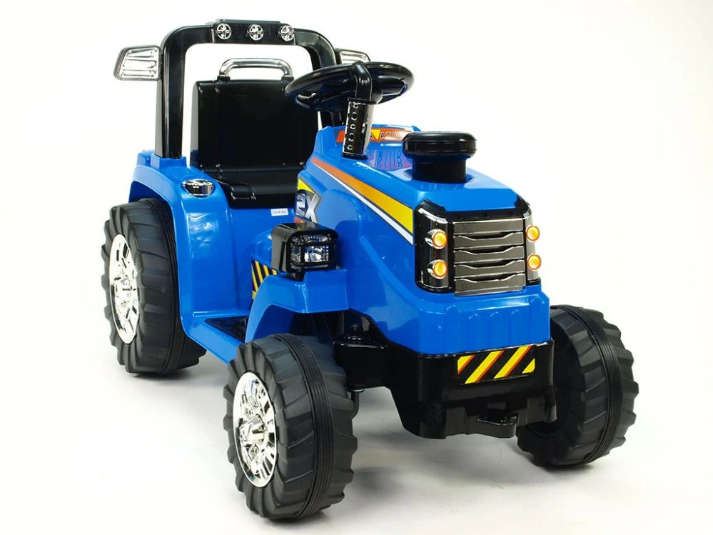 Dětský elektrický traktor 12V s 2,4G dálkovým ovládáním, mohutnými koly modrý - II.jakost