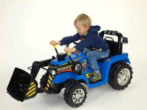 Dětský elektrický traktor se lžící modrý - II.jakost