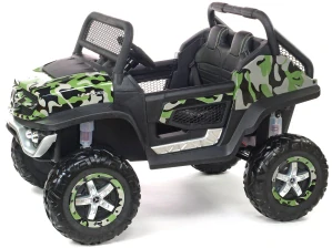Dětský elektrický Mercedes Benz Unimog dvoumístný - maskáč polymer.potah - II.jakost
