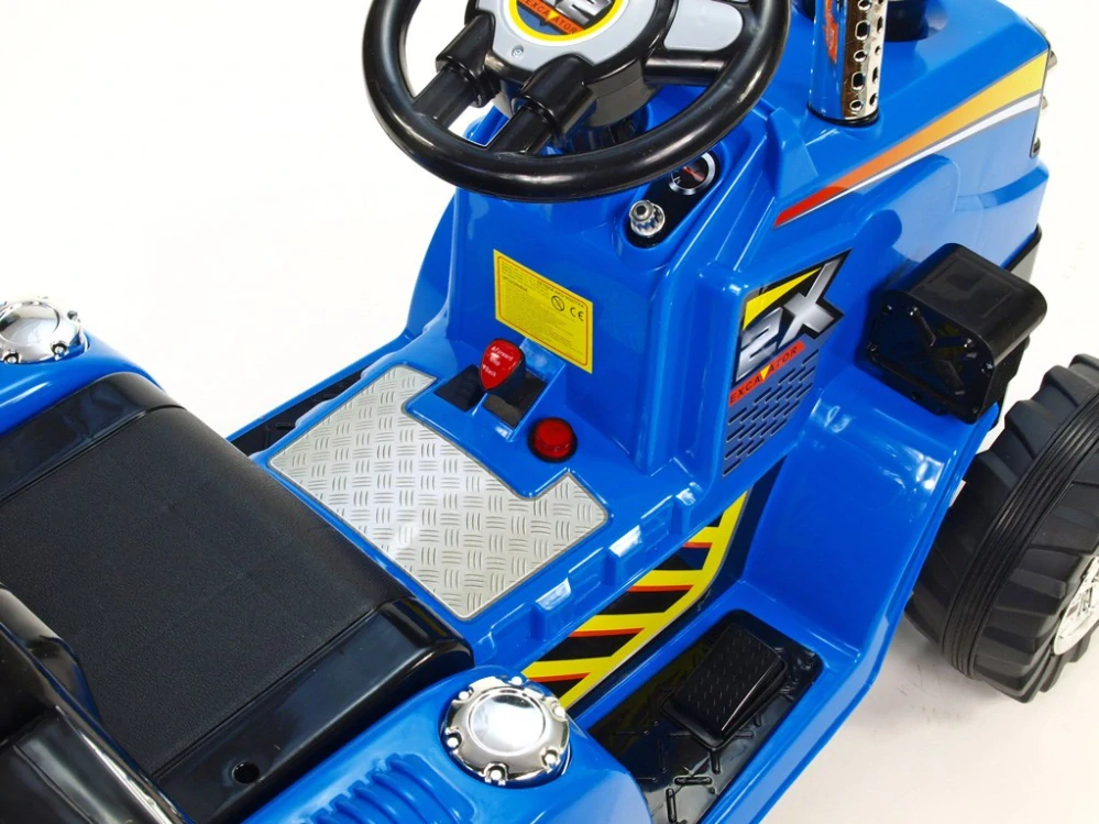 Dětský elektrický traktor 12V s 2,4G dálkovým ovládáním, mohutnými koly modrý - II.jakost