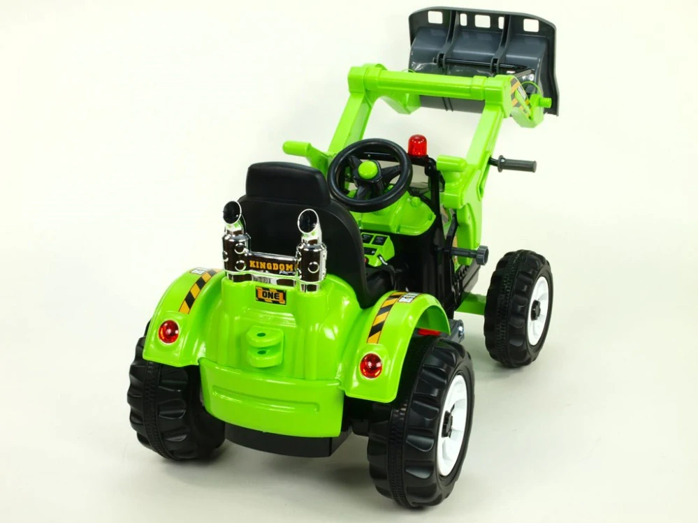 Dětský elektrický traktůrek Kingdom se lžící  zelená -II.jakost