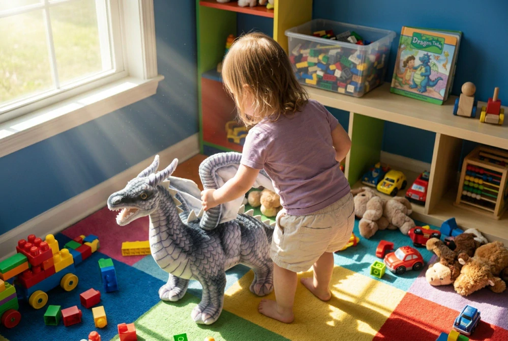 Plyšový drak šedý