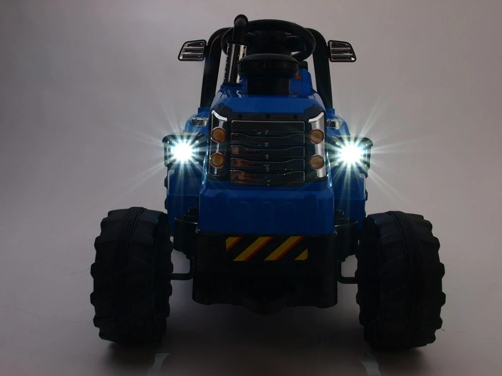 Dětský elektrický traktor 12V s 2,4G dálkovým ovládáním, mohutnými koly modrý - II.jakost