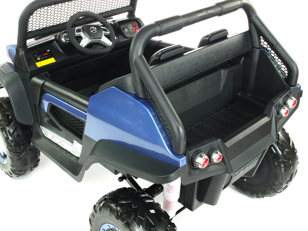 Dětský elektrický Mercedes Benz Unimog dvoumístný - modrý - II.jakost