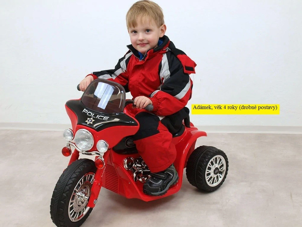 Dětská elektrická motorka Policie červená