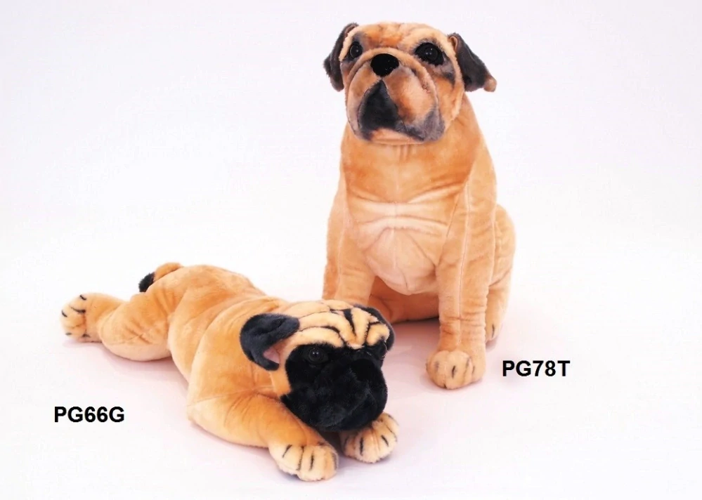 Plyšový pes Mops ležící 66cm